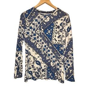 Tory Burch women's blue/white long sleeve shirt size small‎
